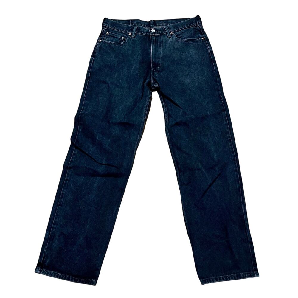 Levi's 550 Black Jeans Relaxed Fit Cotton Denim Men's W36 L33 Blank Red Tab